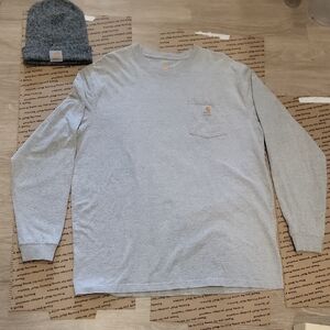 Carhartt Heather Gray XL Tall Long Sleeve Tee & Beanie
